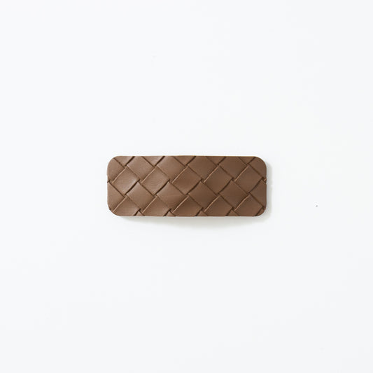 Woven Leather Snap Clip // Cocoa