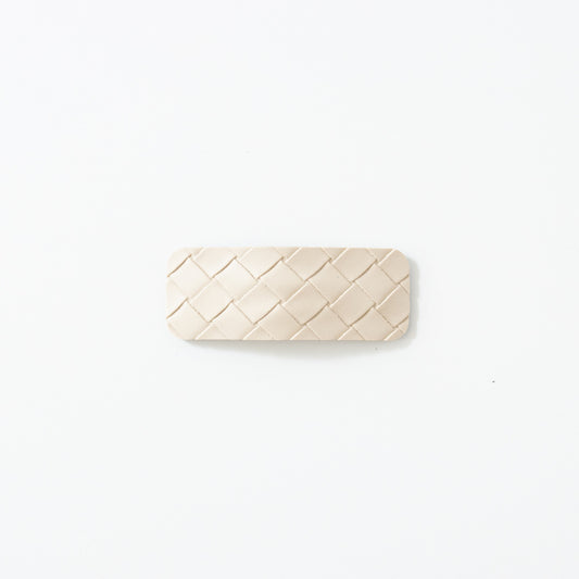 Woven Leather Snap Clip // Pale Oak