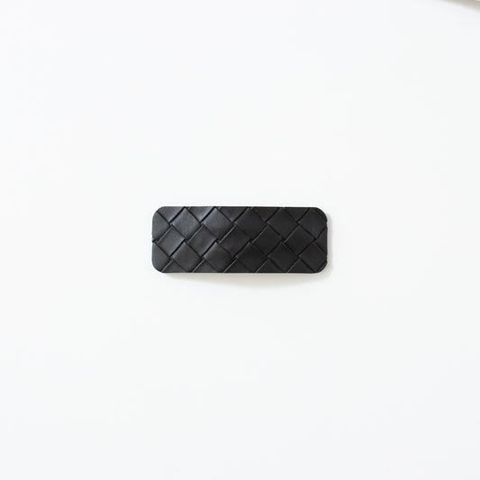 Woven Leather Snap Clip // Ink